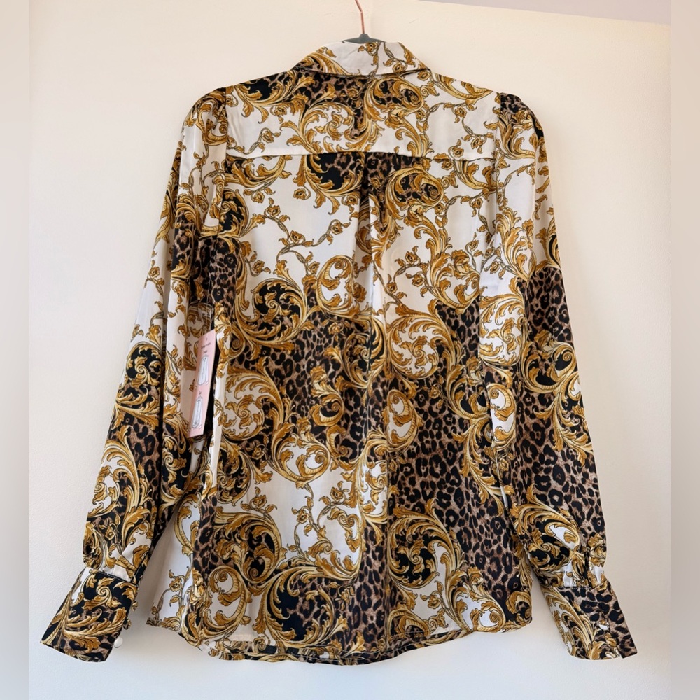 Leopard Print and Baroque Pattern blouse NWT - image 3